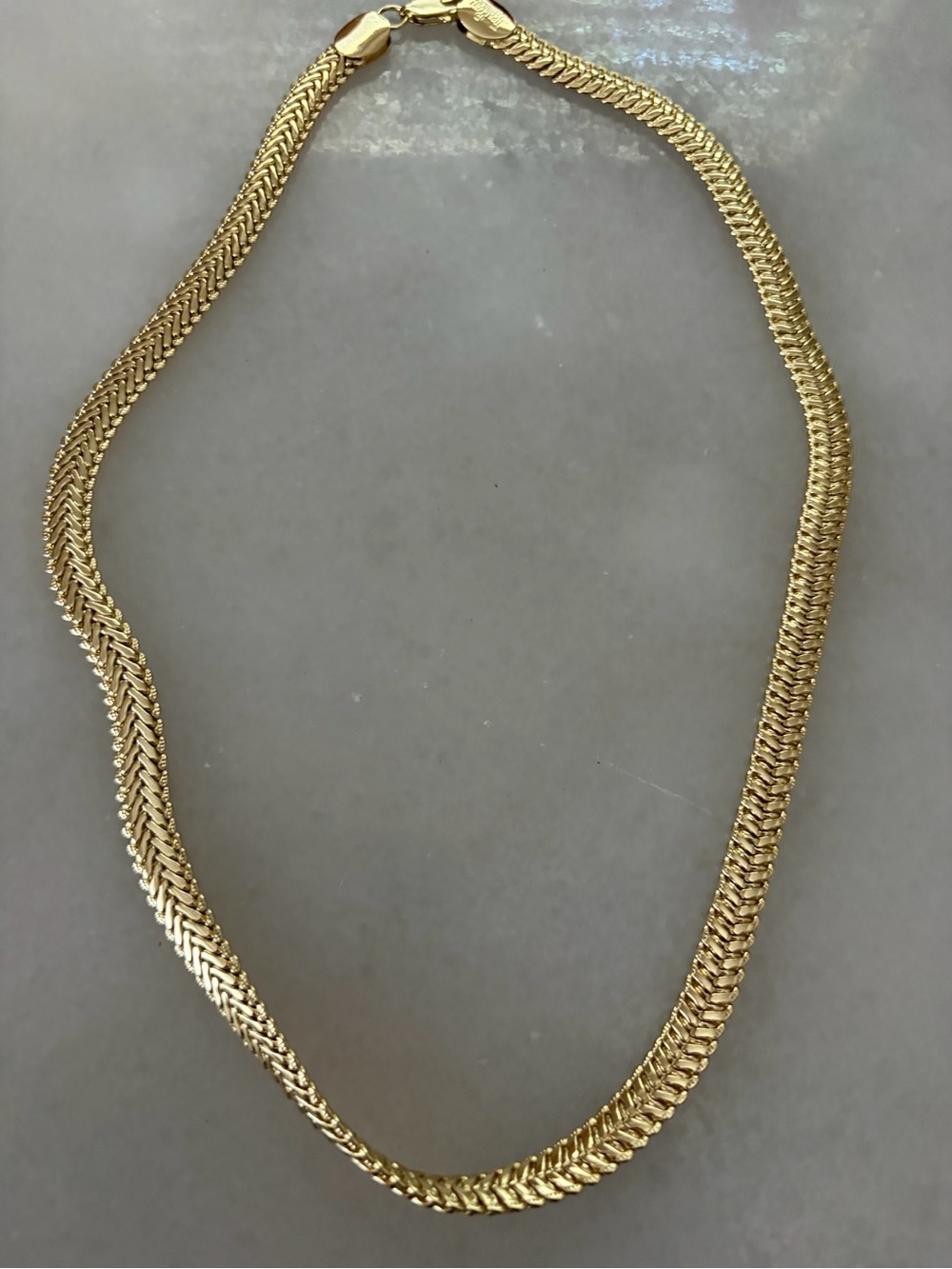 Gold Tone Women's Herringbone Chain Necklace - Elegant Everyday Jewelry